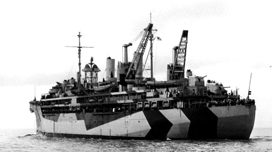 USS Sierra (AD-18) underway off Tampa, Florida (USA), circa in April 1944 (19-LCM-AD18-2)