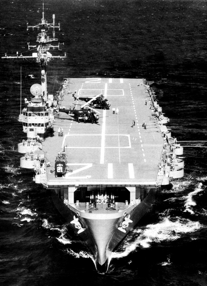 USS Siboney (CVE-112) underway at sea on 3 February 1956