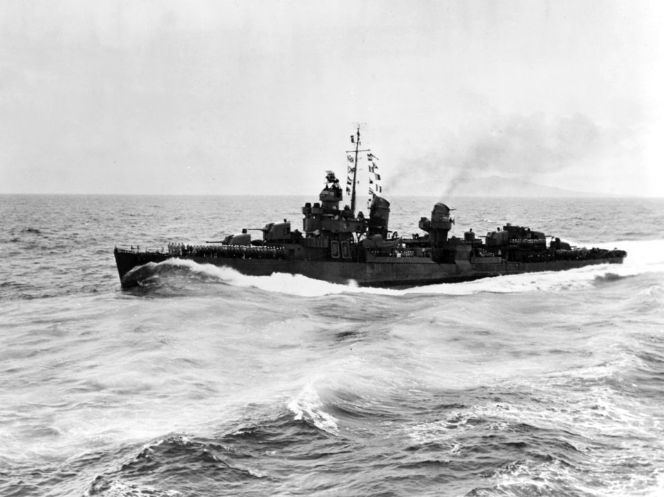 USS Spence (DD-512) underway off Guadalcanal on 23 March 1944 (80-G-48564)
