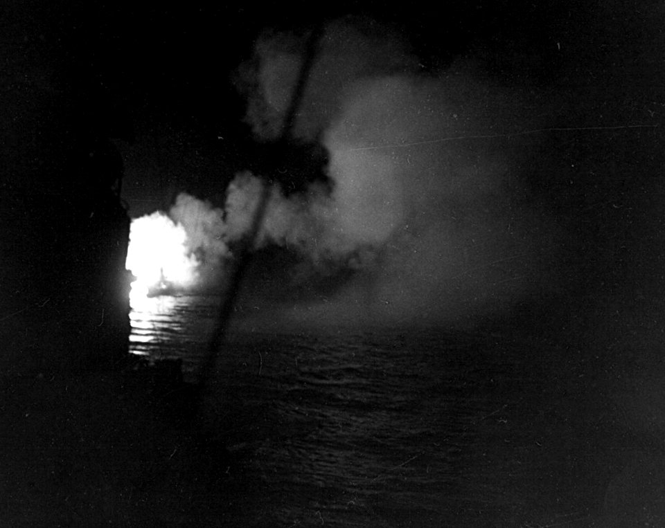 USS St. Louis (CL-49) bombards Shortlands in November 1943