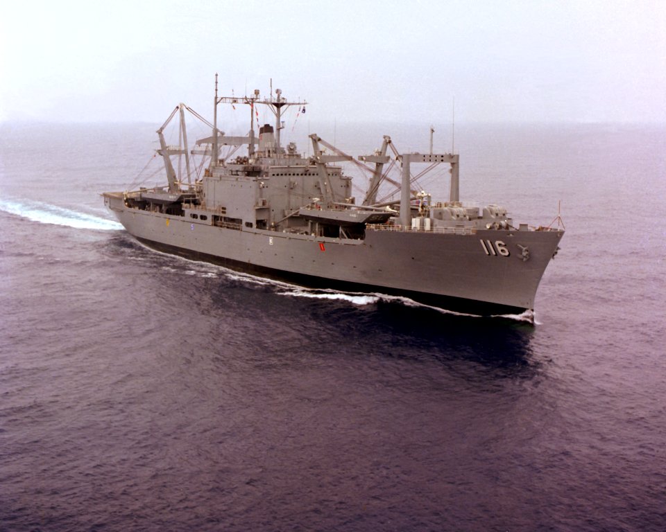 USS St. Louis (LKA-116) underway off the Southern California coast, in 1976