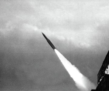 USS Somers (DDG-34) launches a RIM-24 Tartar missile, circa in 1969