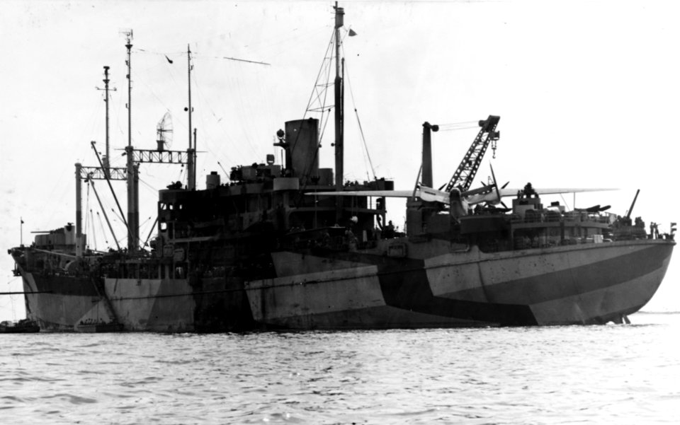 USS St. George (AV-16) at Eniwetok on 11 November 1944 (NH 43512)