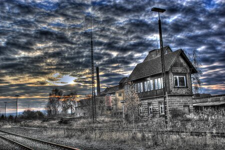 Old signal box railway old worn out photo