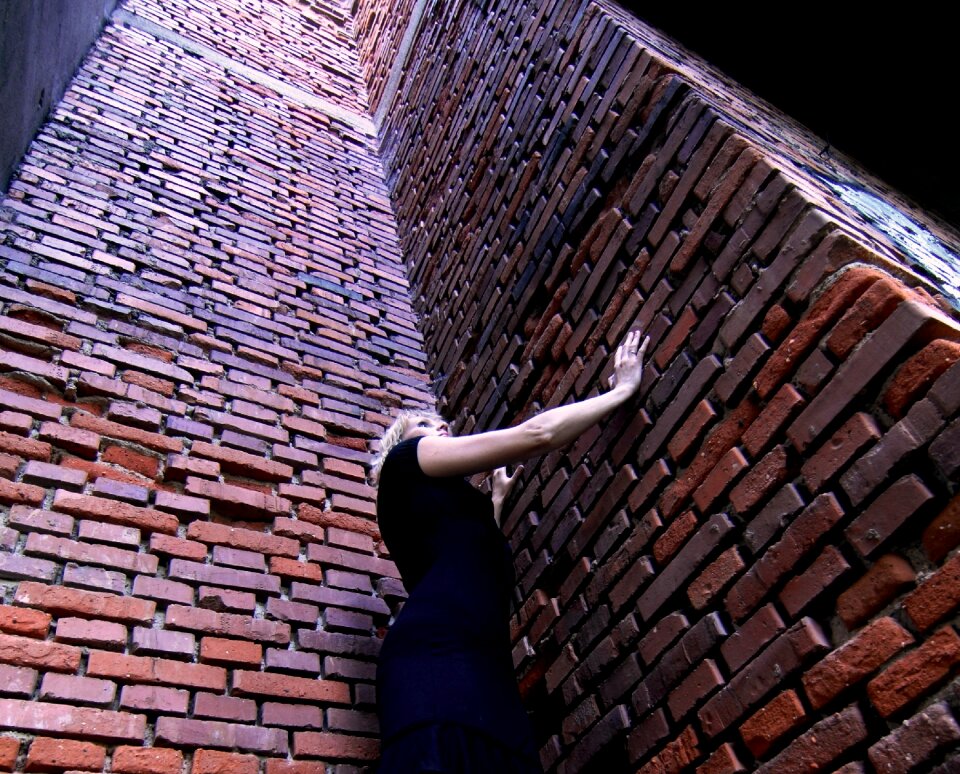 A woman in need trap bricks