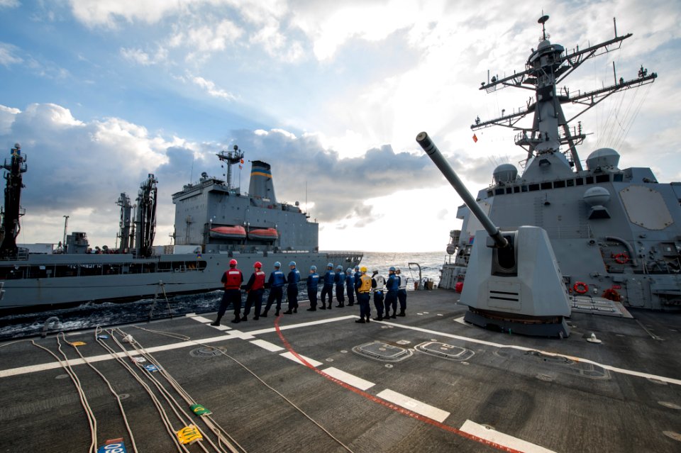 USS Stockdale conducts an underway replenishment. (8745318908)