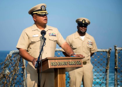USS STOUT (DDG 55) Chief Petty Officer Pinning DEPLOYMENT 2016 160917-N-GP524-148