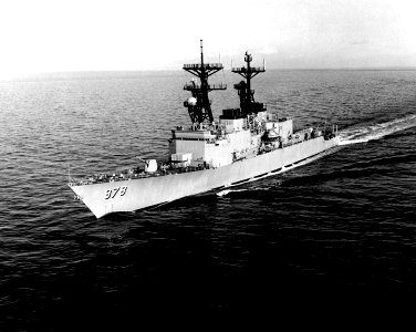 USS Stump (DD-978) aerial port bow view 1982