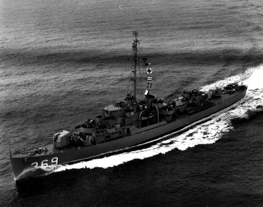USS Thaddeus Parker (DE-369) underway, circa in the 1950s (USN 1043473)