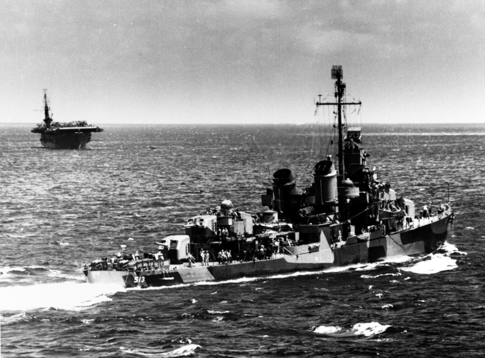 USS Terry (DD-513) departing Roi on 12 June 1944 (80-G-253664)