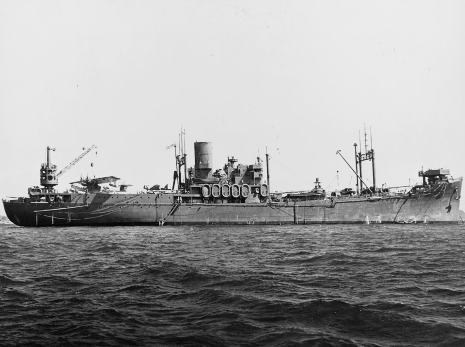 USS Tangier (AV-8) anchored at Nouméa, New Caledonia, on 14 April 1942 (NH 97470)