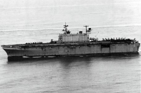 USS Tarawa (LHA-1) underway at sea, in 1979