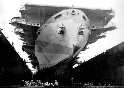 USS Takanis Bay (CVE-89) in a dry dock, circa 1945