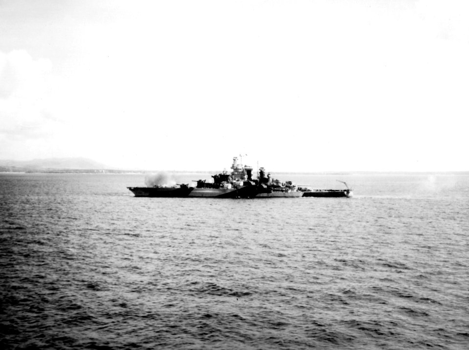 USS Tennessee bombarding Guam