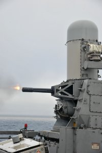 USS Thach conducts a live-fire exercise. (9186143888)