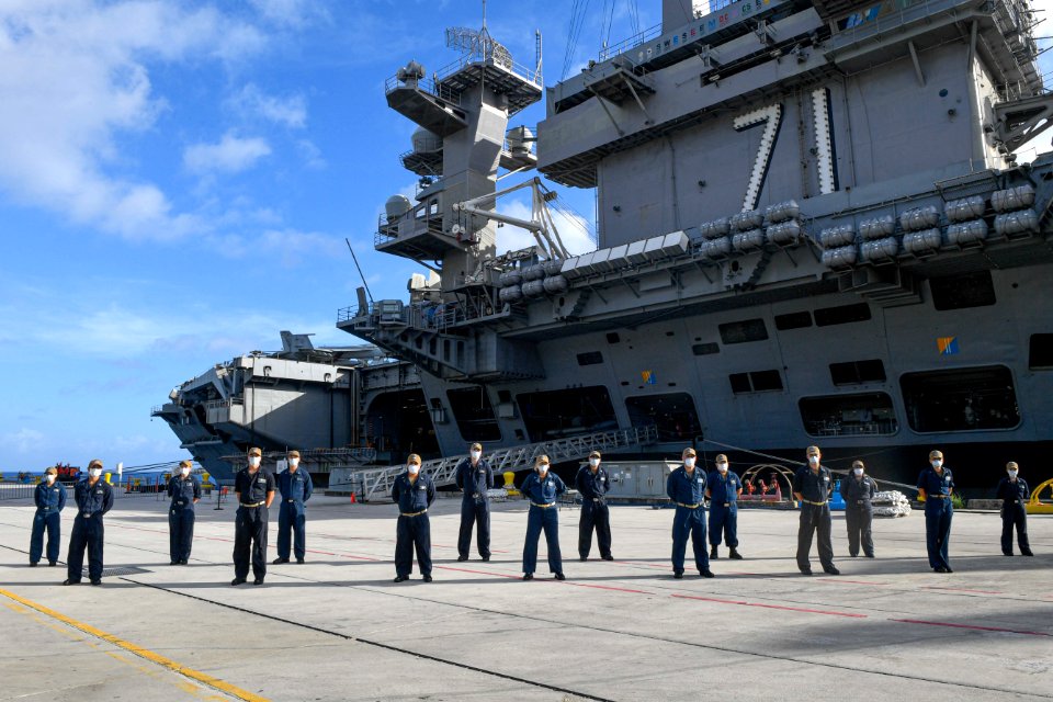 USS Theodore Roosevelt (CVN-71) CVN-71 Dental Department on Naval Base Guam Pier post-quarantine. (49870066348)