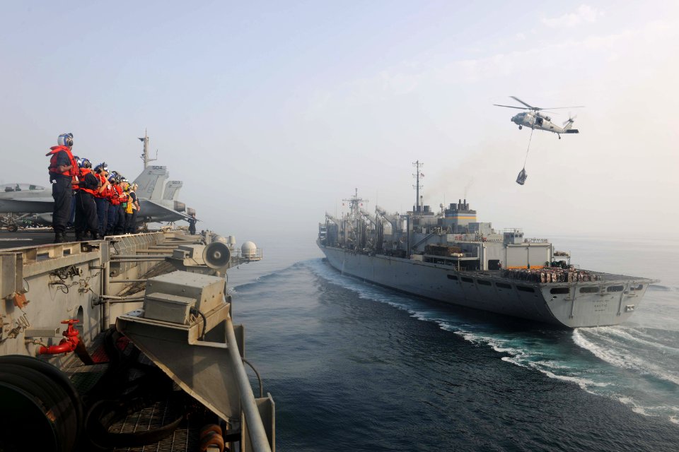 USS Theodore Roosevelt prepares to conduct an underway replenishment. (19749877586)