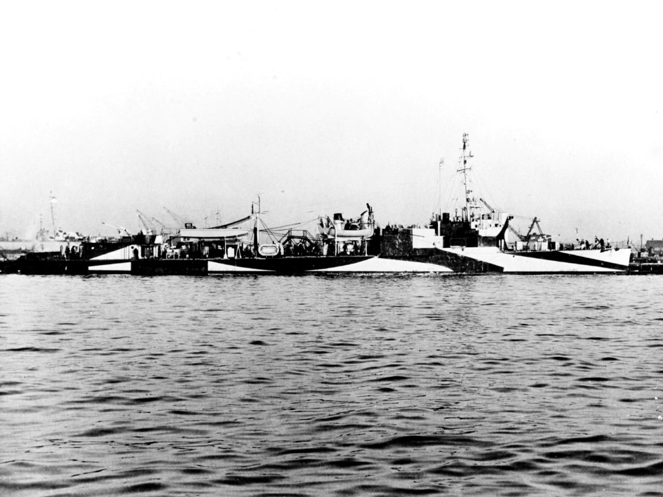 USS Thornton (AVD-11) in port, circa in 1944 (NH 77470)