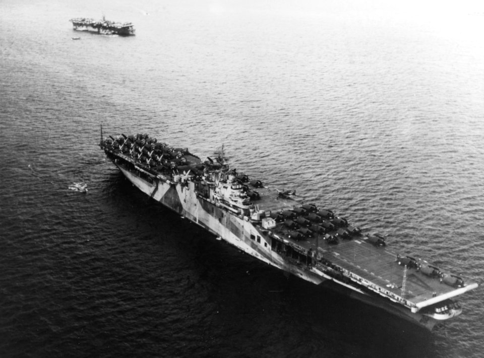 USS Ticonderoga (CV-14) at Ulithi on 8 December 1944