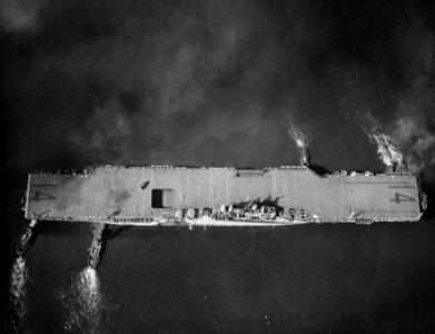 USS Ticonderoga (CV-14) Hampton Roads overhead 30 May 1944