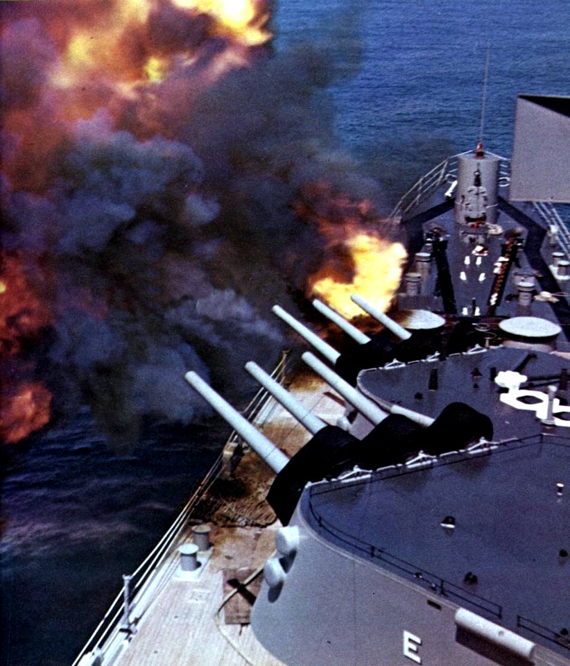 USS Topeka (CLG-8) firing on targets in Vietnam, in 1966