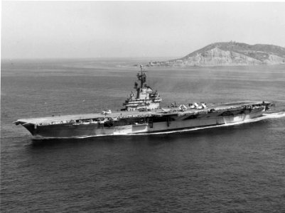 USS Ticonderoga (CVA-14) off Point Loma in 1957