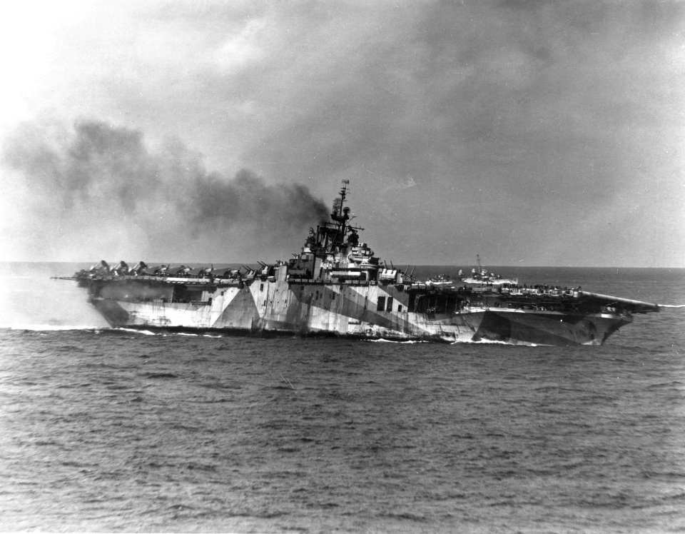 USS Ticonderoga (CV-14) listing 21 Jan 1945