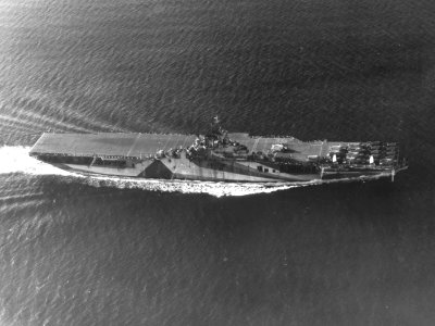 USS Ticonderoga (CV-14) underway on 14 July 1944
