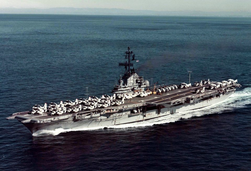 USS Ticonderoga (CVS-14) underway off California 1972