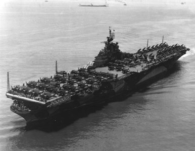 USS Ticonderoga (CV-14) in Hampton Roads on 26 June 1944