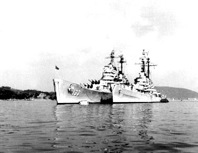 USS Toledo (CA-133) and USS Juneau (CLAA-119) moored at Yokosuka in 1950