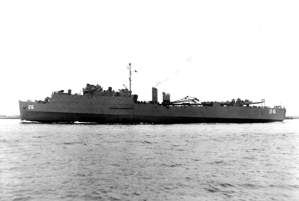 USS Tortuga (LSD-26) underway in July 1945