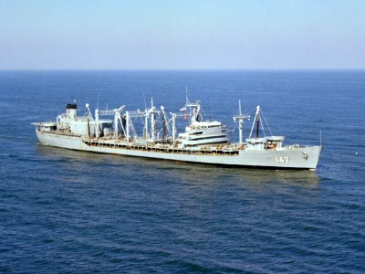 USS Truckee (AO-147) underway at sea on 30 January 1980 (6430330)
