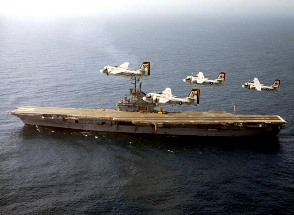 USS Ticonderoga (CVS-14) with S-2E Trackers 1970