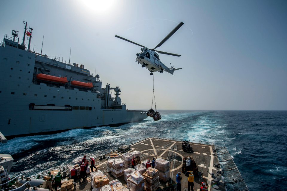 USS Truxtun conducts a replenishment-at-sea