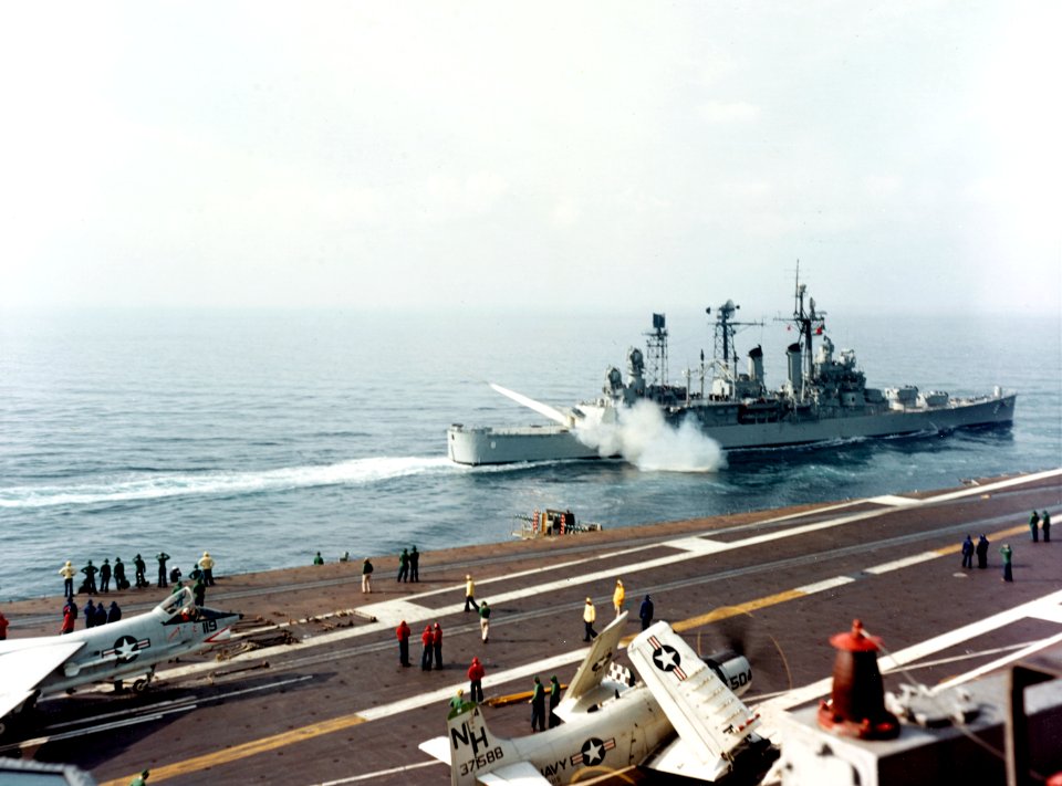 USS Topeka (CLG-8) fires a Terrier missile on 18 November 1961