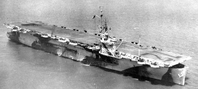USS Tulagi (CVE-72) at anchor off Norfolk, Virginia (USA), on 18 May 1944 (80-G-230516)