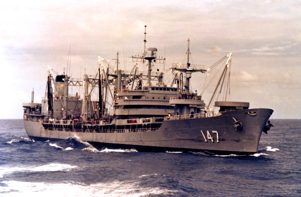 USS Truckee (AO-147) underway in the Atlantic Ocean on 6 March 1978 (K-120544)