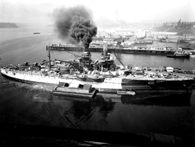 USS Utah (AG-16) being painted at Puget Sound 1941