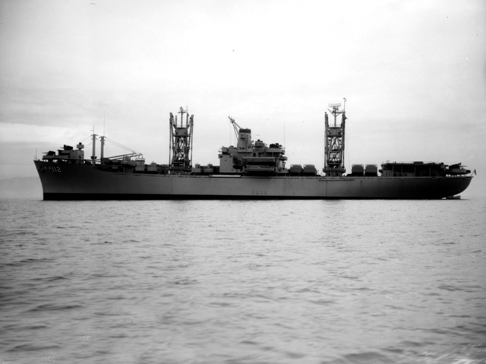 USS Tulare (AKA-112) underway in San Francisco Bay, California (USA), on 8 December 1955 (6931995)
