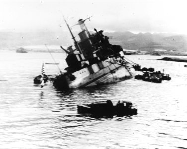 USS Utah (AG-16) capsizing at Pearl Harbor on 7 December 1941 (80-G-266626) photo