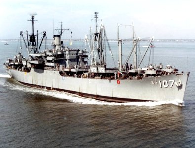 USS Vermilion (AKA-107) underway on 15 July 1963 (KN-9103)