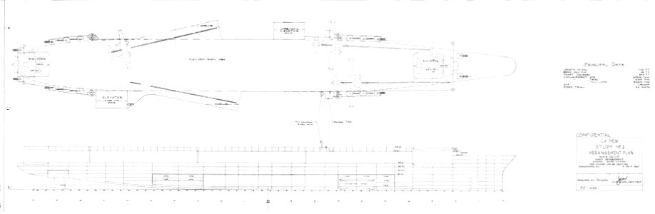 USS United States (CVA-58) preliminary design drawing, 2 October 1947
