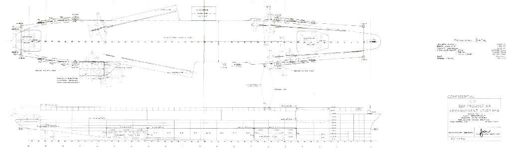 USS United States (CVA-58) preliminary design drawing, 11 October 1947