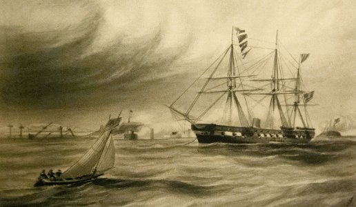 USS Wabash, last gun from Fort Sumter, photo-type by Gutekunst of painting by A.C. Stewart (18037541325)