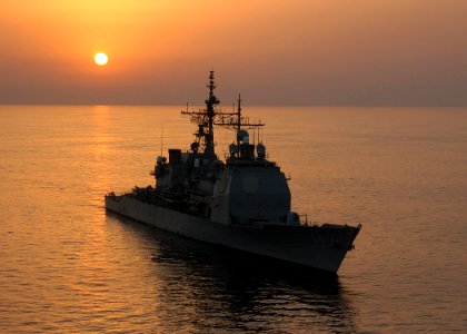 USS Vicksburg (CG 69) sunset 2004