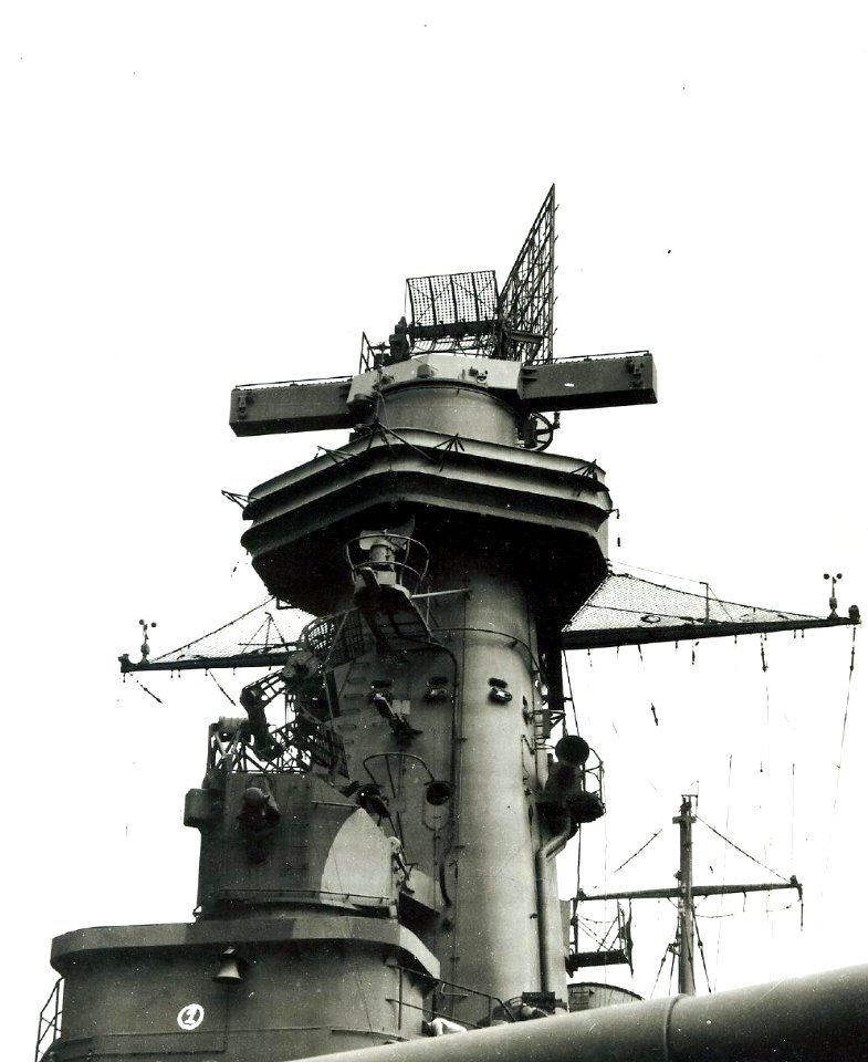 USS Washington (BB-56) tower foremast view