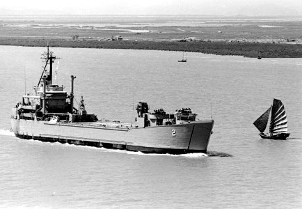USS Washtenaw County (MSS-2) underway off Haiphong on 20 June 1973