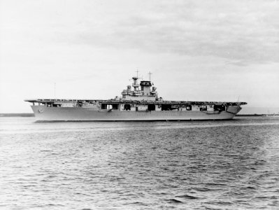 USS Wasp (CV-7) en route to sea from Guantanamo Bay, circa in 1940 (NH 43464)