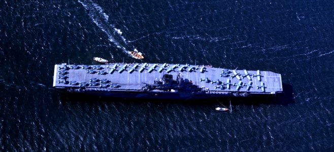 USS Wasp (CV-7) in at anchor in Casco Bay, Maine (USA), on 25 March 1942 (80-G-K-447)
